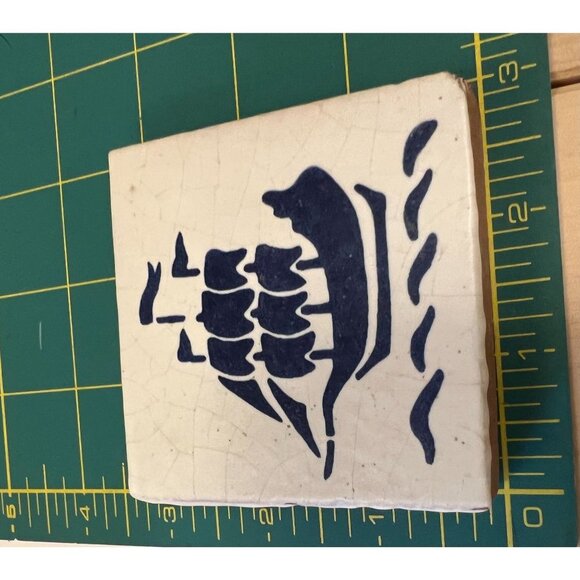 Small tiles Galleon Ship Blue & White 2 3/4 square 23 tiles - Picture 5 of 6